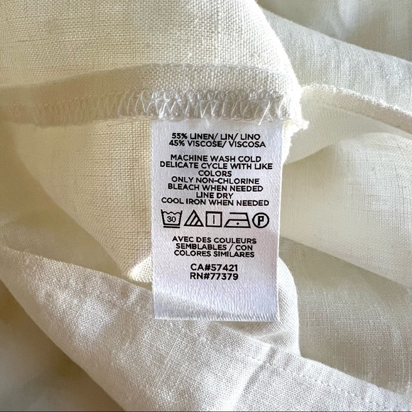 Ann Taylor Linen Blend Ruffle Wrap Top Winter White Sz S - Picture 6 of 10